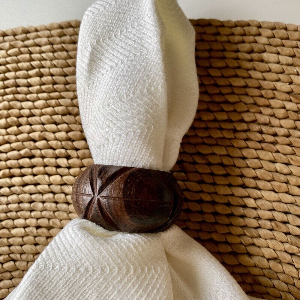 Carved Wood Napkin Rings Made In India Set Of 21